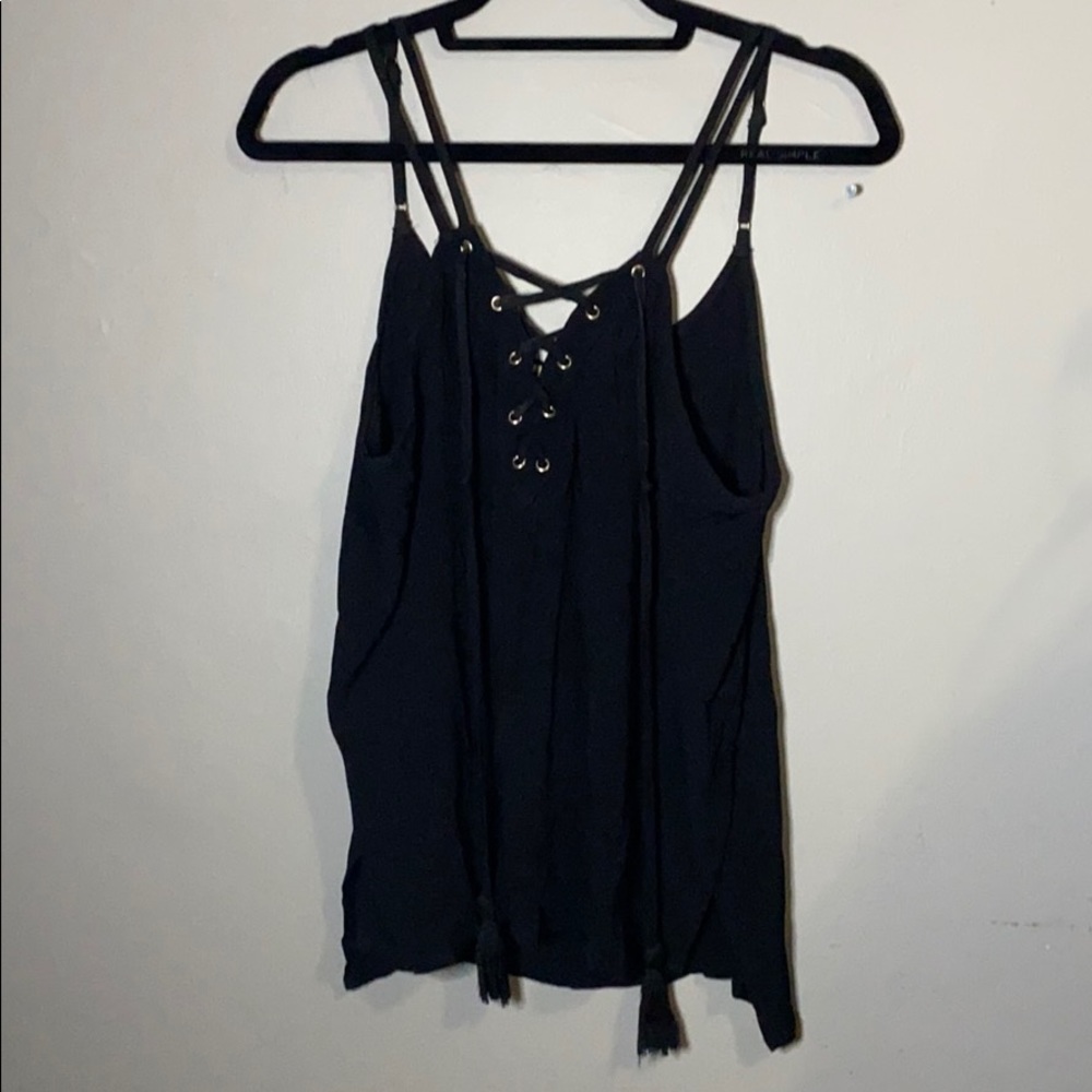 Cotton Candy Black Lace-up Tank